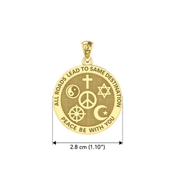 Peace with Faith Symbols Solid Yellow Gold Pendant GPD6360